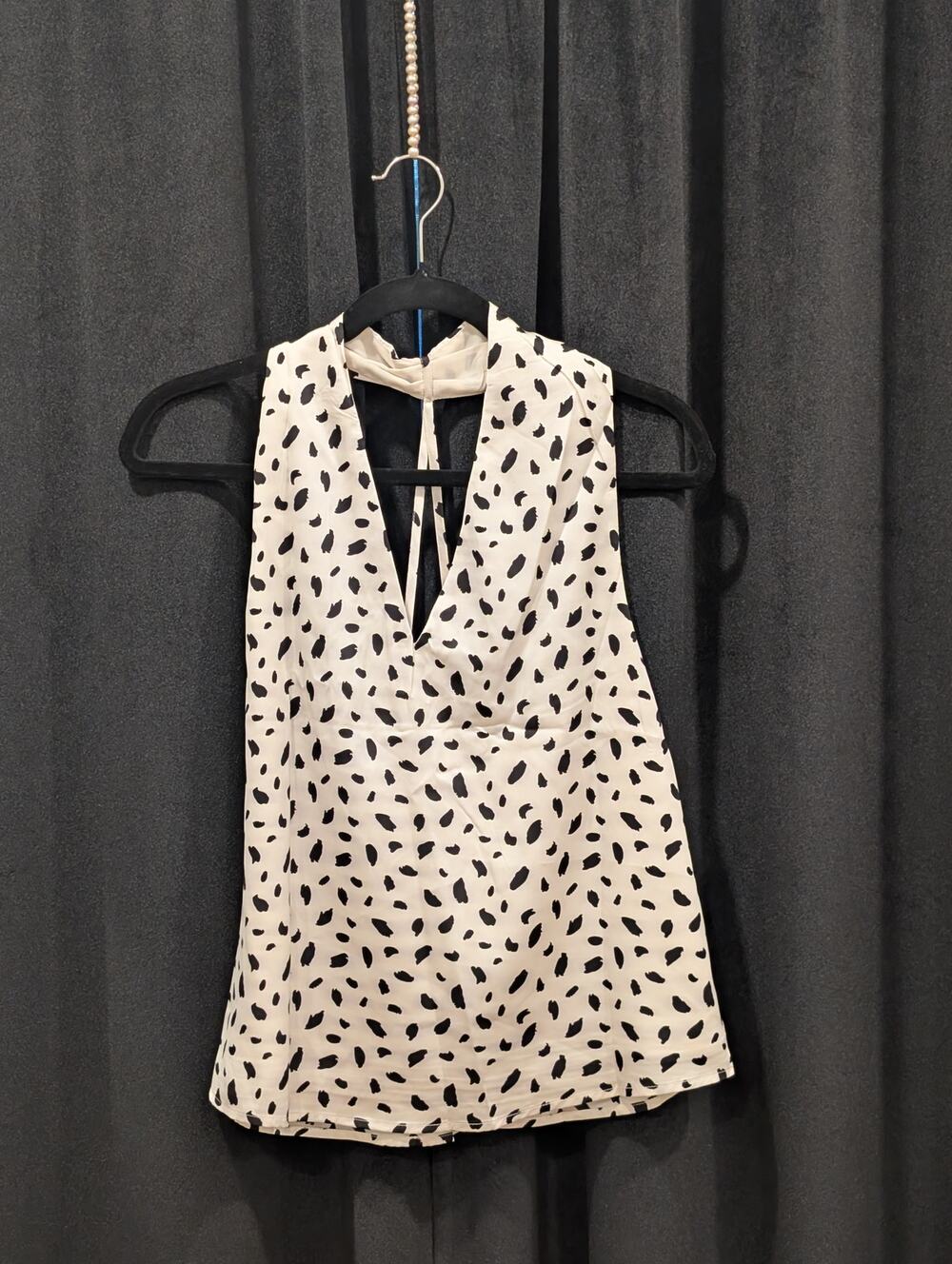 RIHOAS NWT Dalmatian Spot Plunging Halter Top – Size XS (Brand New with Tags)